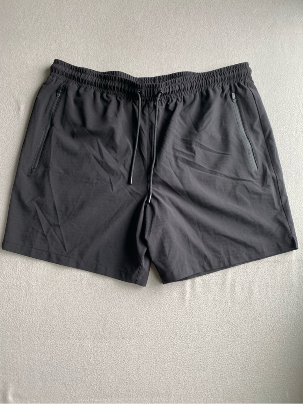 Performance Black Athletic Drawstring Shorts with Secure Zipper Pockets